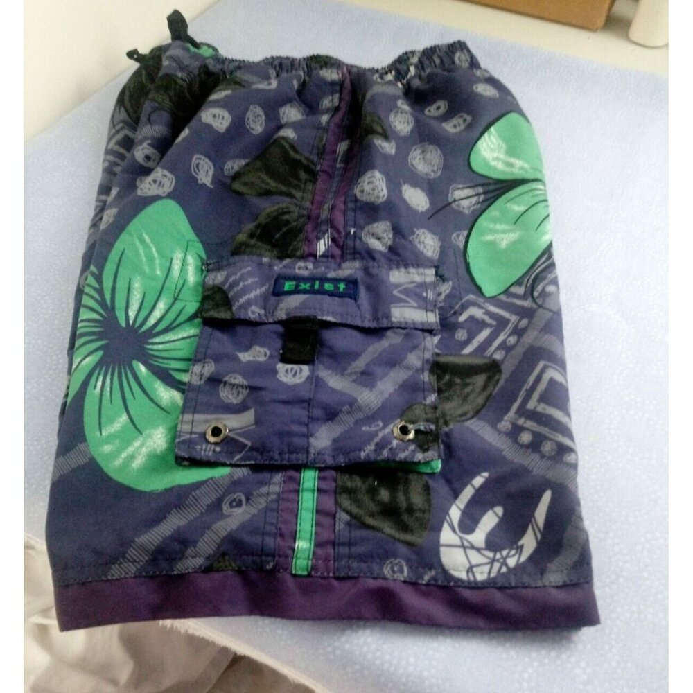 Exist Miami Men's Medium Shorts Surf Board Swimming Trunk Blue Cargo 3 pockets - Picture 11 of 12